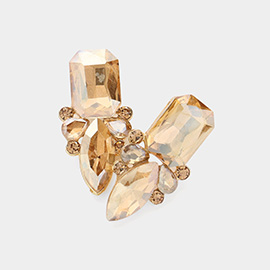 Square Marquise Stone Cluster Evening Earrings