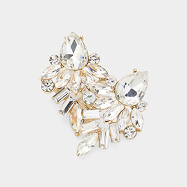 Marquise Baguette Stone Cluster Evening Earrings