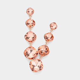 Round Stone Cluster Link Dropdown Evening Earrings