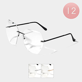 12PCS - Rimless Clear Lens Sunglasses