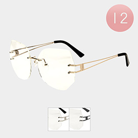 12PCS - Retro Clear Lens Rimless Sunglasses