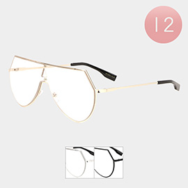 12PCS - Retro Clear Lens Visor Sunglasses