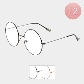 12PCS - Round Frame Clear Lens Sunglasses
