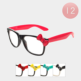12PCS - Bow Pointed Clear Lens Wayfarer Sunglasses