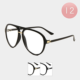 12PCS - Retro Clear Lens Wayfarer Sunglasses