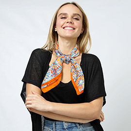 Abstract Print Satin Square Scarf