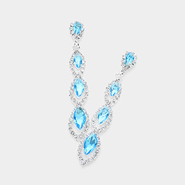 CZ Marquise Stone Pointed Cluster Link Dropdown Evening Earrings