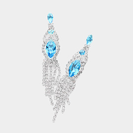 Marquise CZ Stone Pointed Stone Paved Fringe Evening Earrings