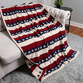 American USA Flag Reversible Throw Blanket