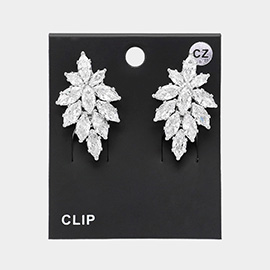 Marquise CZ Stone Embellished Evening Clip On Earrings