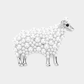 Pearl Embellished Sheep Brooch