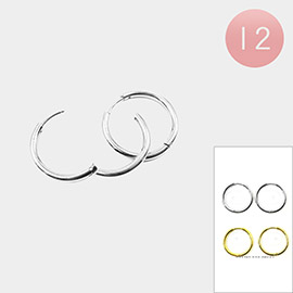 12PAIRS - Stainless Steel Hoop Earrings