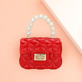 Pearl Top Handle Jelly Mini Flap Purse / Crossbody Bag