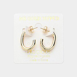14K Gold Dipped Oval Metal Hoop Earrings