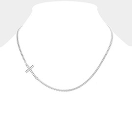 Metal Cross Accented Necklace
