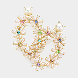 Pearl Flower Cluster Dangle Evening Earrings