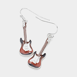 Enamel Guitar Dangle Earrings