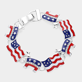 Enamel American USA Flag Democrat Donkey Link Magnetic Bracelet