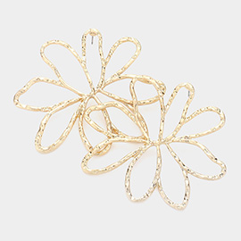 Textured Metal Wire Flower Earrings