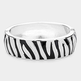 Enamel Zebra Print Hinged Bangle Bracelet