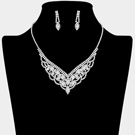 Marquise Stone Pointed Rhinestone Paved Necklace