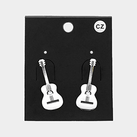 CZ Stone Pointed Guitar Plate Earrings