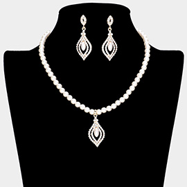 Marquise Pearl Pointed Pendant Necklace