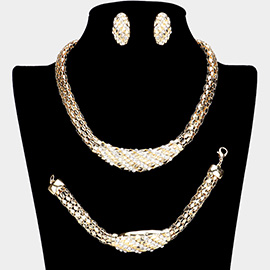 Rhinestone Paved Chunky Chain Jewelry Set