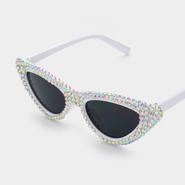 Bling Studded Rim Tinted Lens Oversized Cateye Wayfarer Sunglasses