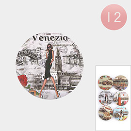 12PCS - Venezia Printed Cosmetic Mirrors