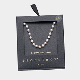 SECRET BOX_14K Gold Dipped Pearl Station Necklace