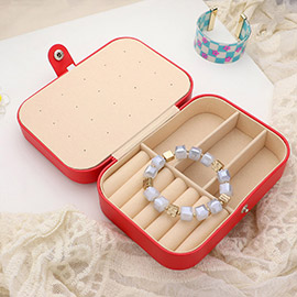 Bling Studded Faux Leather Portable Jewelry Box
