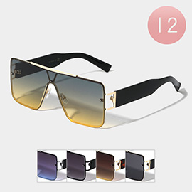 12PCS - Gradation Tinted Lens Half Shield Sunglasses