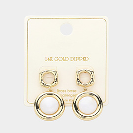 14K Gold Dipped Round Double Drop Post Earrings