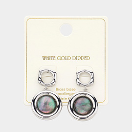 White Gold Dipped Round Double Drop Post Earrings