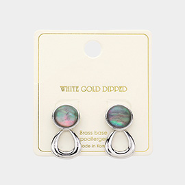 White Gold Dipped Duo Button Drop Earrings