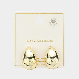 14K Gold Dipped CZ Stone Paved Teardrop Earrings