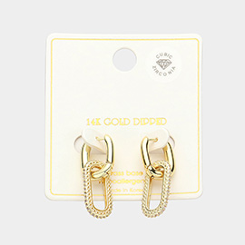 14K Gold Dipped CZ Stone Paved Chain Link Huggie Earrings