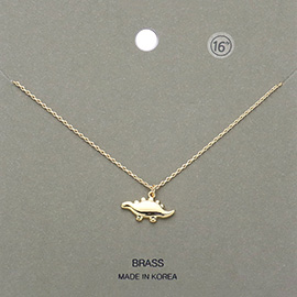 Brass Metal Dinosaur Pendant Necklace