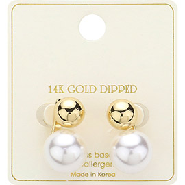 14K Gold Dipped Pearl Ball Drop Earrings