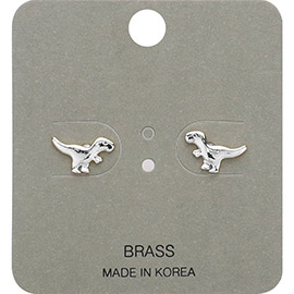 Brass Metal Dinosaur Stud Earrings