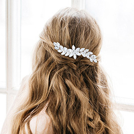 CZ Marquise Stone Cluster Flower Hair Comb