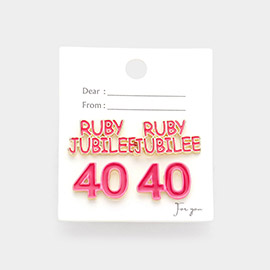 2PAIRS - Enamel Ruby Jubilee 40 Stud Earrings