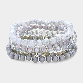 5PCS - Faceted Beaded Stretch Multi Layered Bracelets
