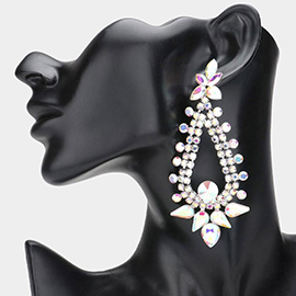 Teardrop Round Cluster Embellished Dangle Evening Earrings