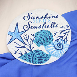 Sunshine Sand & Seahorse Message Shell Printed Nautical Braided Round Potholder Trivet Placemat