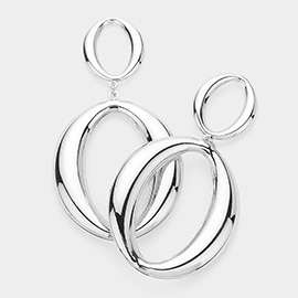 Metal Open Oval Dangle Earrings