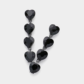 Heart Stone Cluster Link Dropdown Evening Earrings