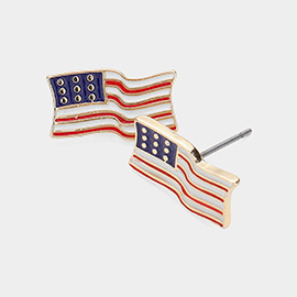 Enamel American USA Flag Stud Earrings