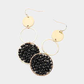 Faceted Beaded Abstract Disc Link Dangle Earrings